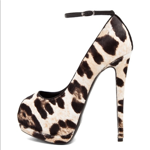 Giuseppe Zanotti Ponyhair Leopard Print Peep Toe Platform Pumps Multi 39 / 8.5 - Picture 1 of 7